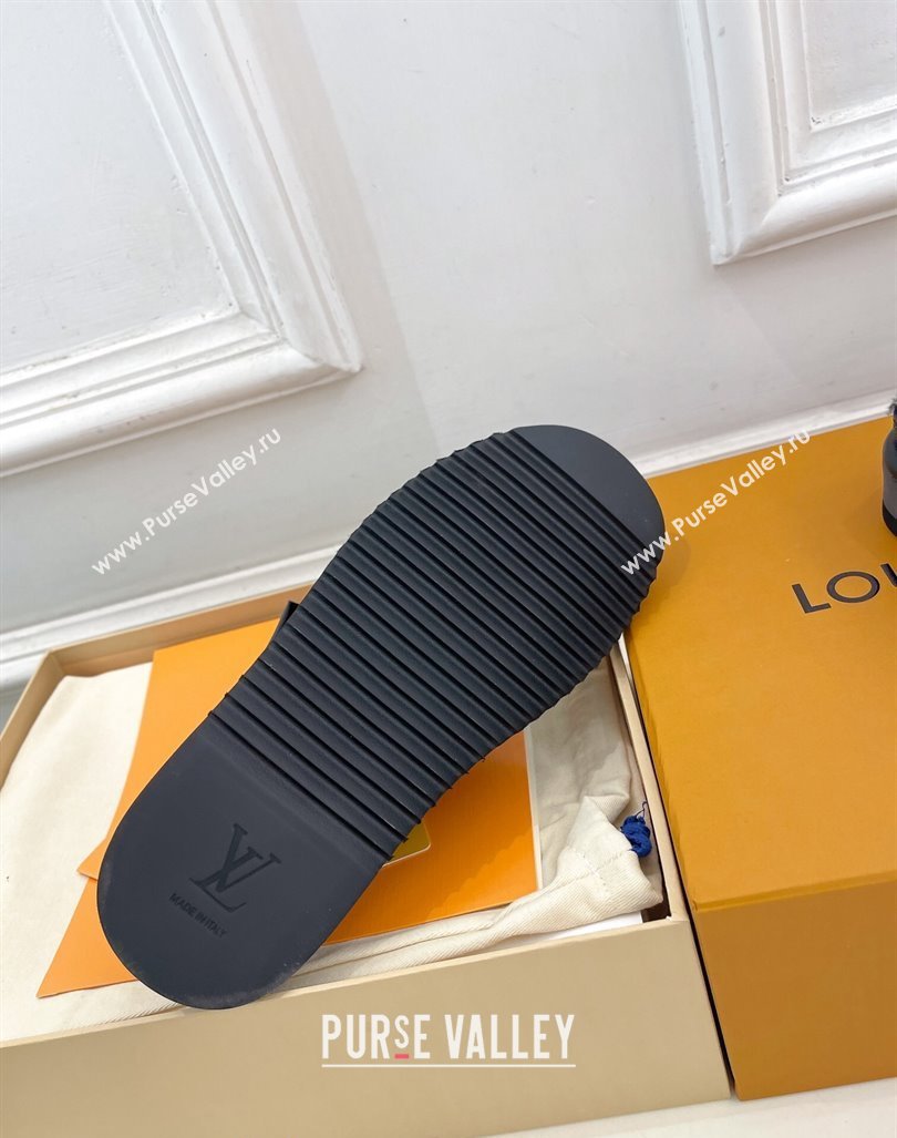 Louis Vuitton LV Cosy Flat Comfort Clog Mules in Black Monogram Canvas and Wool 2024 0905 (MD-240905098)