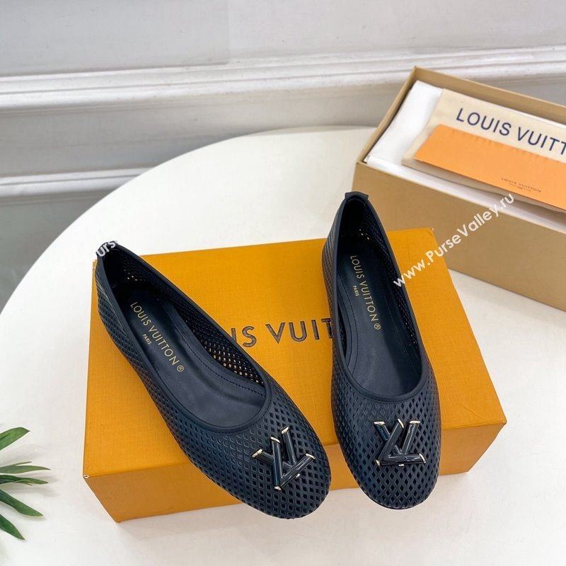 Louis Vuitton Shake Flat Ballerinas Flat in Perforated Leather Black 2024 (MD-240905106)