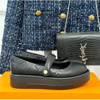 Louis Vuitton Platform Mary Janes Shoes 5cm in Monogram Leather Black 2024 LV090501 (KL-240905078)