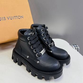 Louis Vuitton LV Checker Lace-up Ankle Boots 5cm in Calf Leather Black 2024 (MD-240905107)