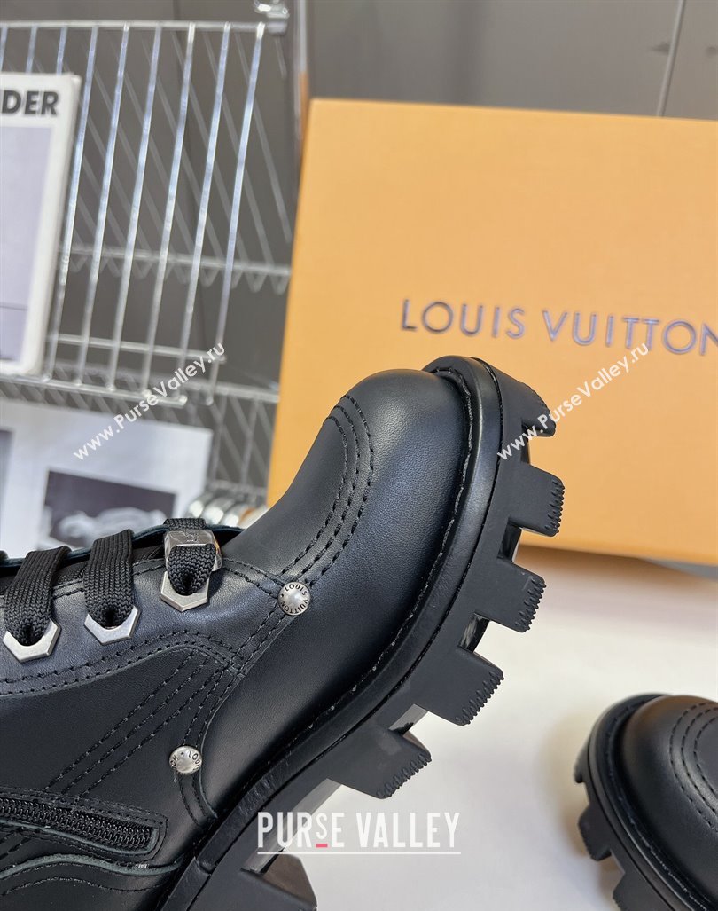 Louis Vuitton LV Checker Lace-up Ankle Boots 5cm in Calf Leather Black 2024 (MD-240905107)