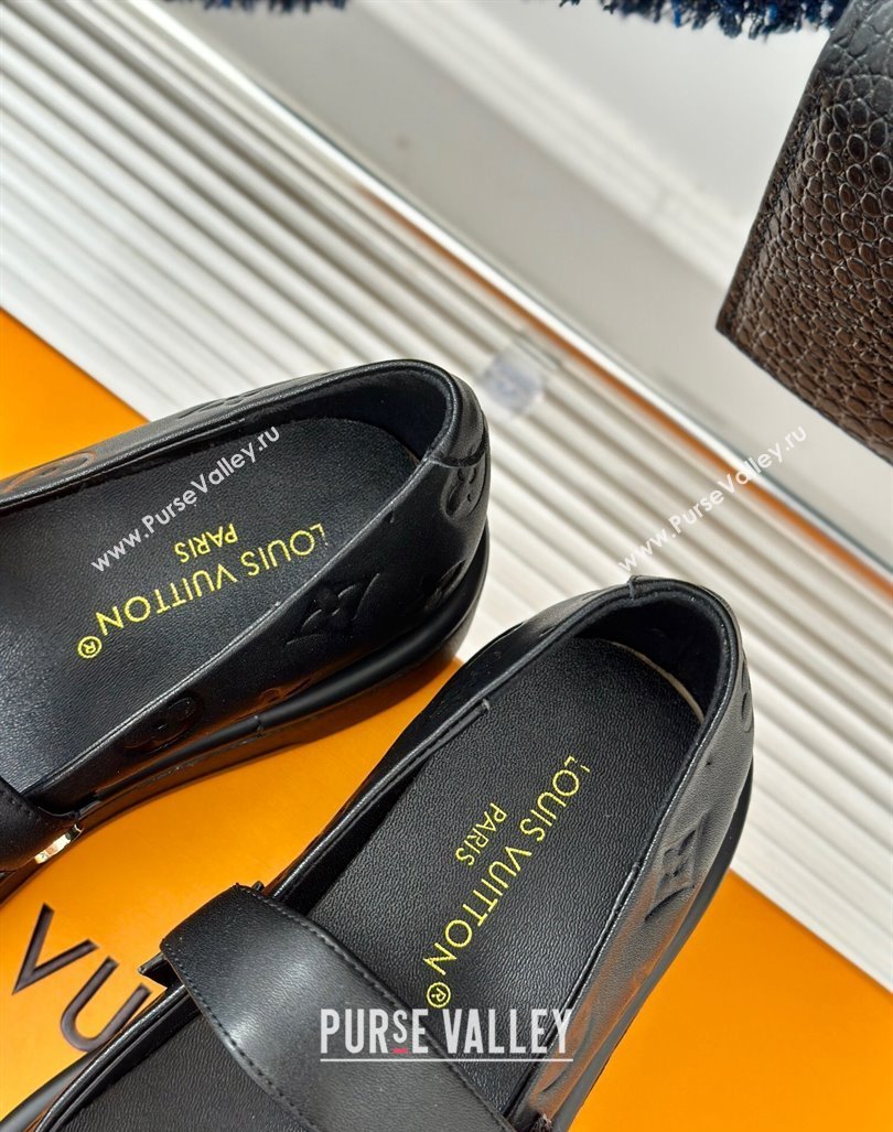 Louis Vuitton Platform Mary Janes Shoes 5cm in Monogram Leather Black 2024 LV090501 (KL-240905078)