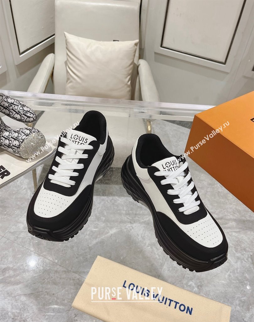 Louis Vuitton Mens Signature Grained Leather Sneakers Black/White 2024 LV090502 (MD-240905110)