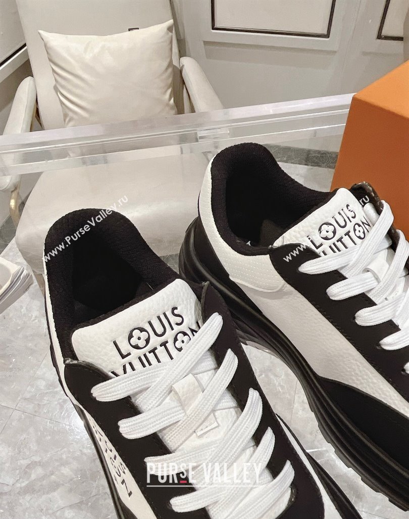 Louis Vuitton Mens Signature Grained Leather Sneakers Black/White 2024 LV090502 (MD-240905110)