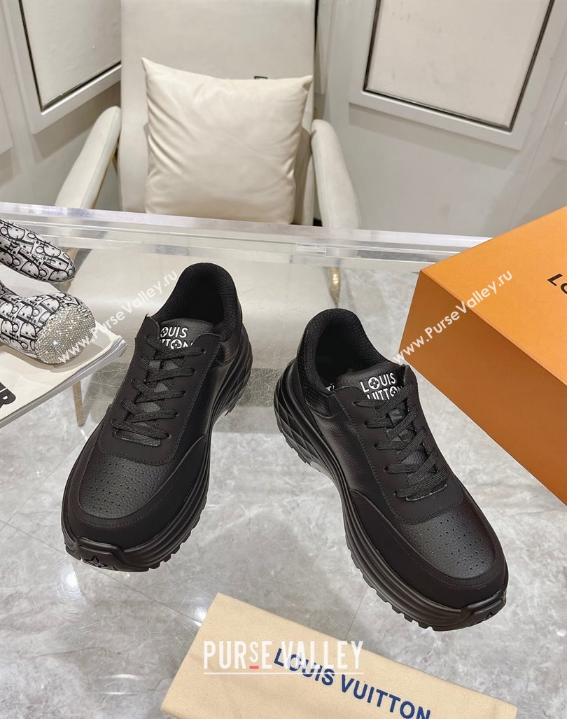 Louis Vuitton Mens Signature Grained Leather Sneakers Black2 2024 LV090502 (MD-240905113)