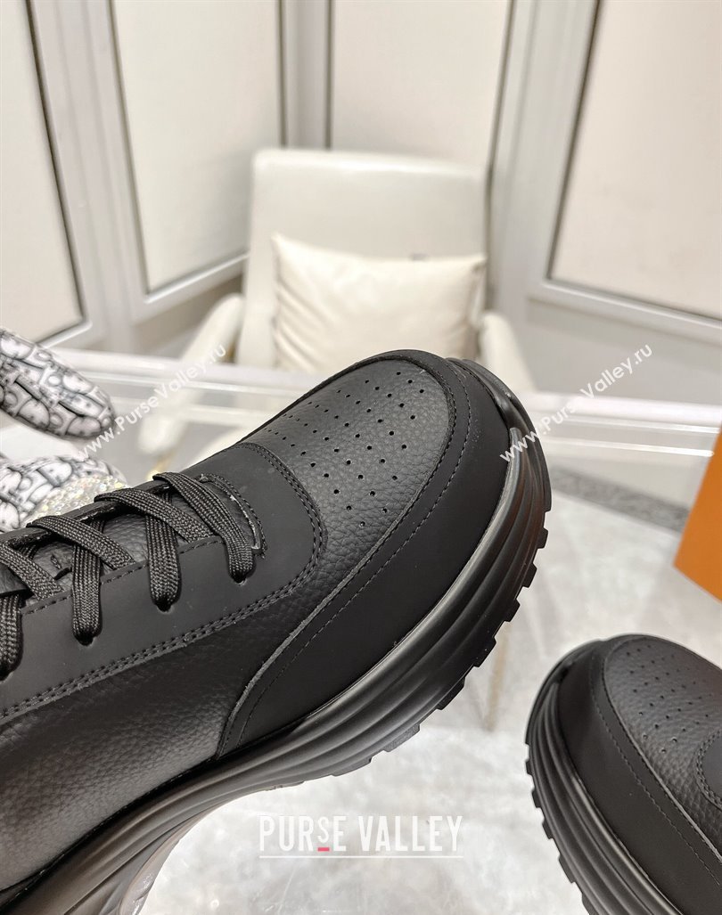 Louis Vuitton Mens Signature Grained Leather Sneakers Black2 2024 LV090502 (MD-240905113)