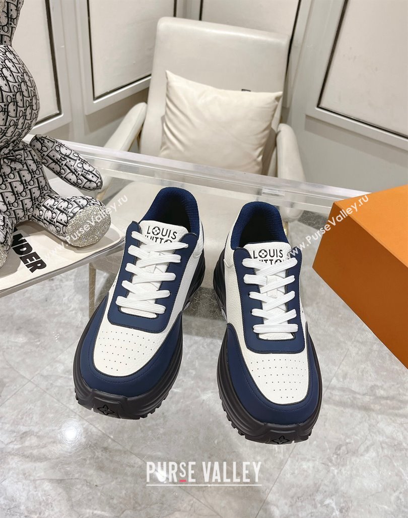 Louis Vuitton Mens Signature Grained Leather Sneakers Blue/White 2024 LV090502 (MD-240905115)