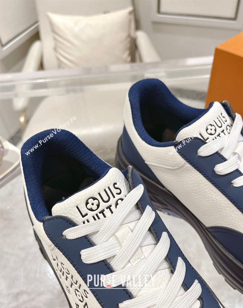 Louis Vuitton Mens Signature Grained Leather Sneakers Blue/White 2024 LV090502 (MD-240905115)