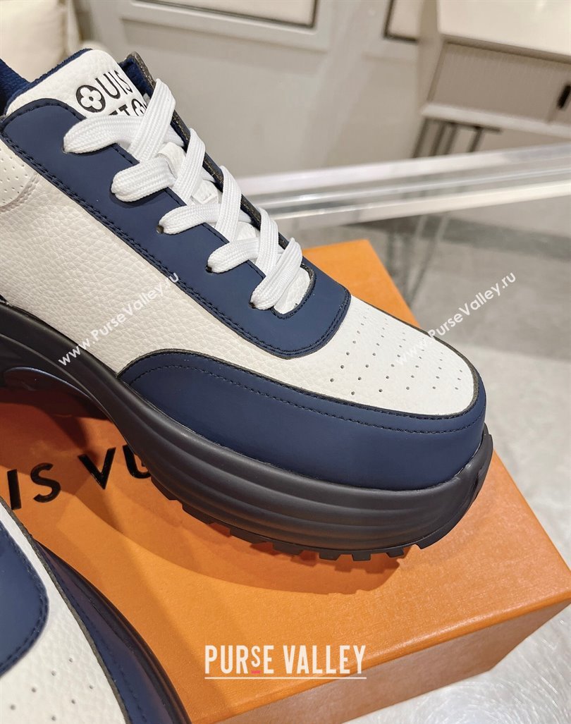 Louis Vuitton Mens Signature Grained Leather Sneakers Blue/White 2024 LV090502 (MD-240905115)