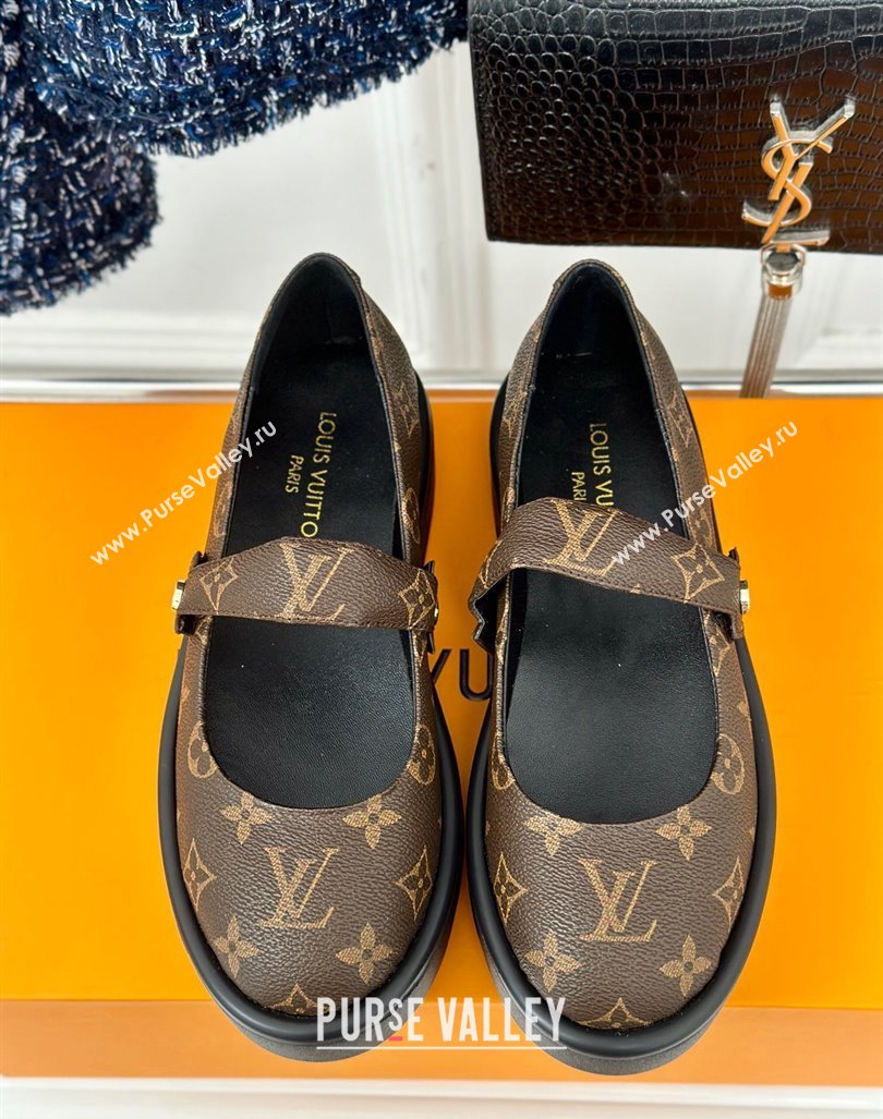 Louis Vuitton Platform Mary Janes Shoes 5cm in Monogram Canvas Brown 2024 LV090501 (KL-240905080)