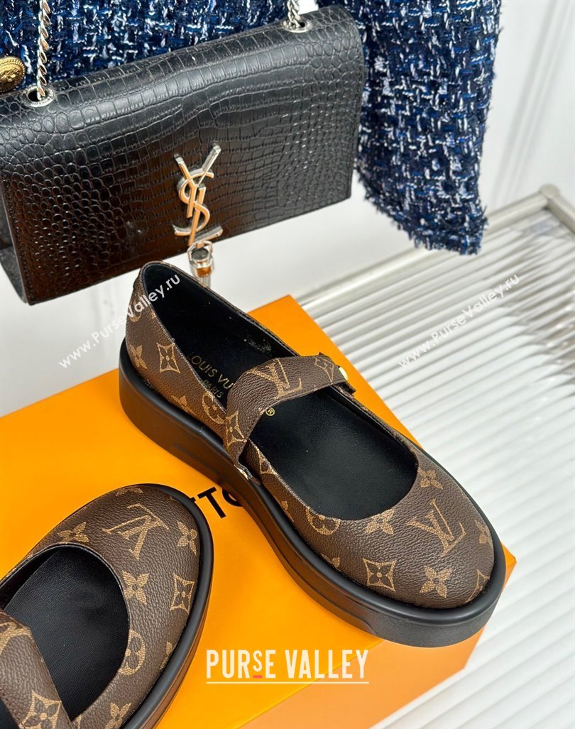 Louis Vuitton Platform Mary Janes Shoes 5cm in Monogram Canvas Brown 2024 LV090501 (KL-240905080)