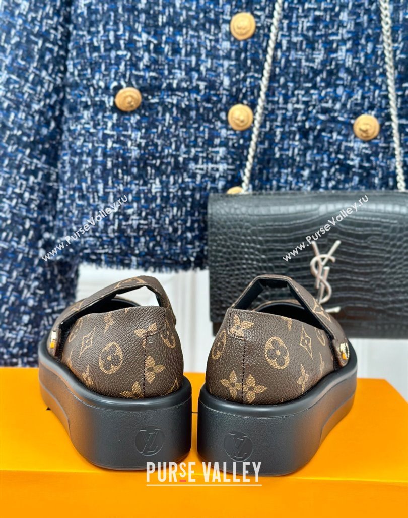 Louis Vuitton Platform Mary Janes Shoes 5cm in Monogram Canvas Brown 2024 LV090501 (KL-240905080)