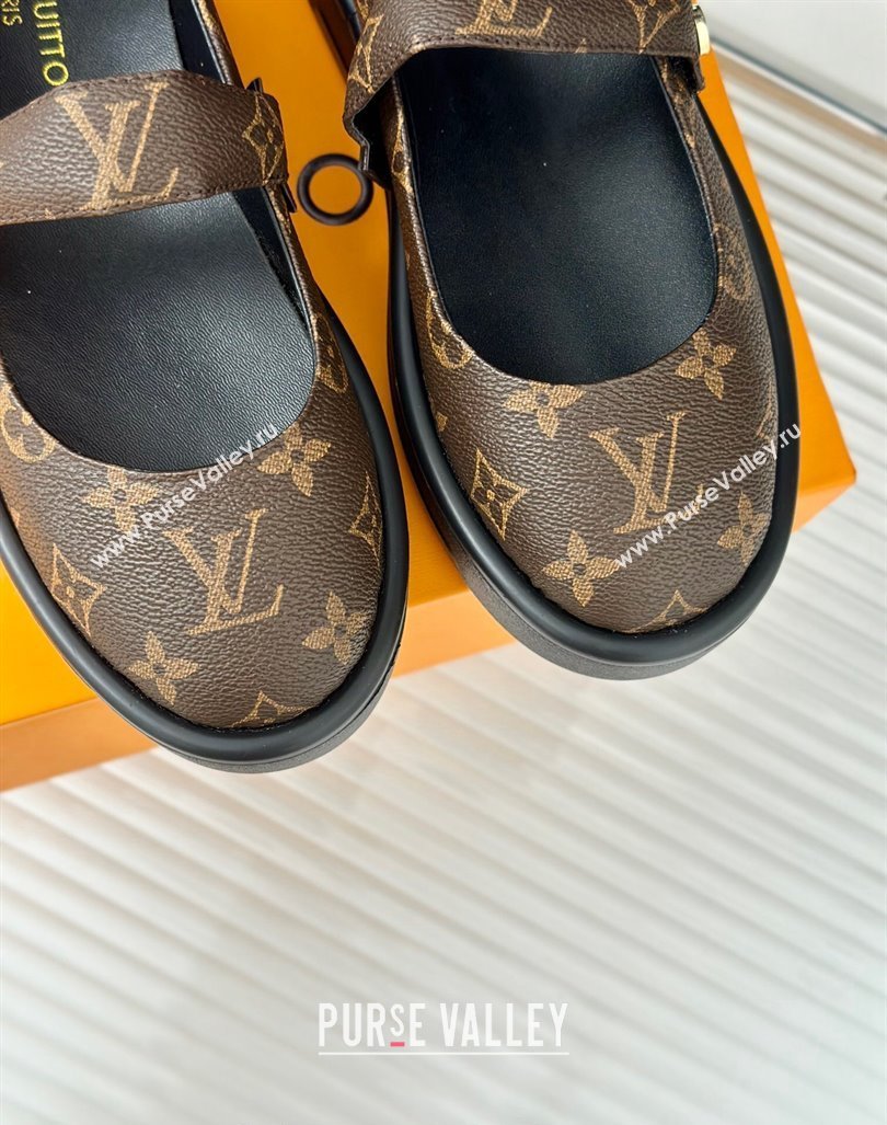 Louis Vuitton Platform Mary Janes Shoes 5cm in Monogram Canvas Brown 2024 LV090501 (KL-240905080)