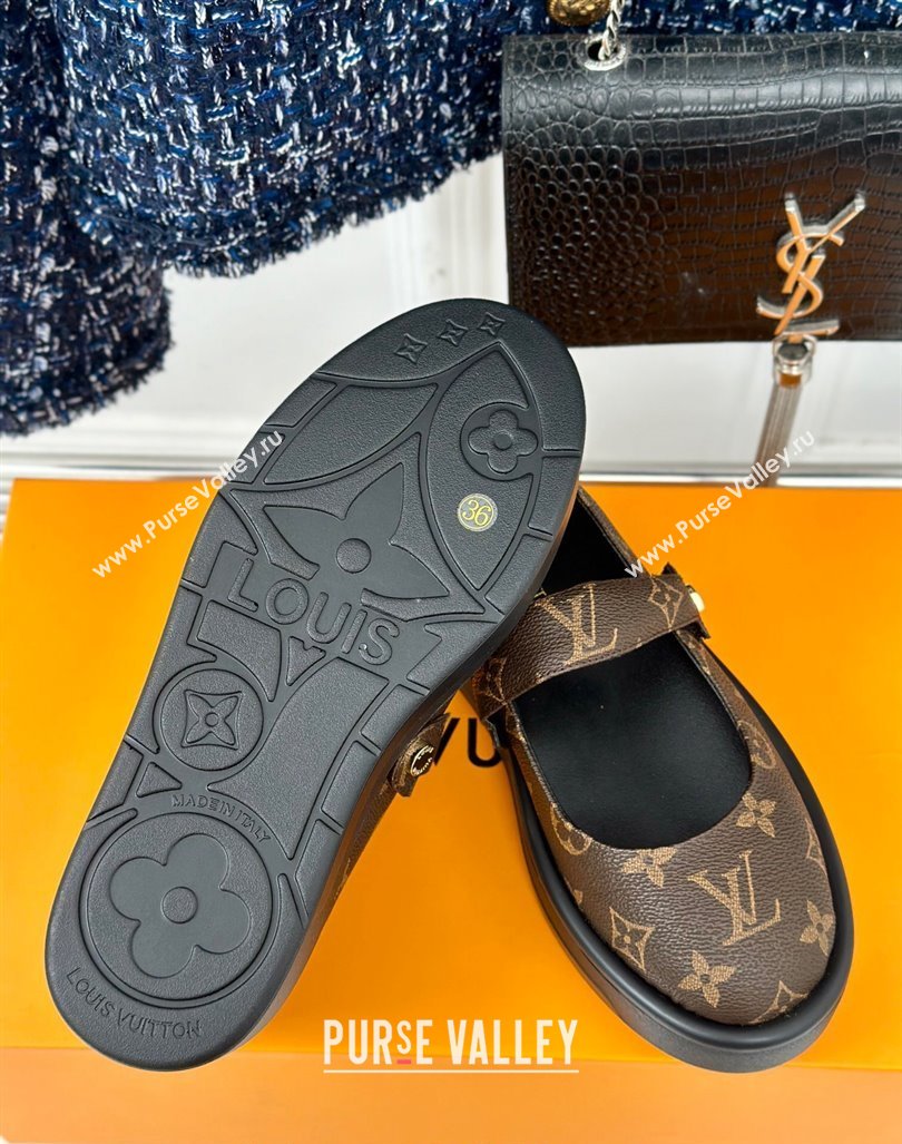 Louis Vuitton Platform Mary Janes Shoes 5cm in Monogram Canvas Brown 2024 LV090501 (KL-240905080)