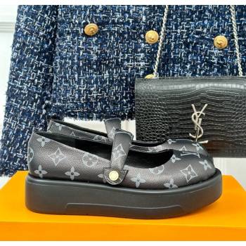 Louis Vuitton Platform Mary Janes Shoes 5cm in Monogram Canvas Black 2024 LV090501 (KL-240905081)