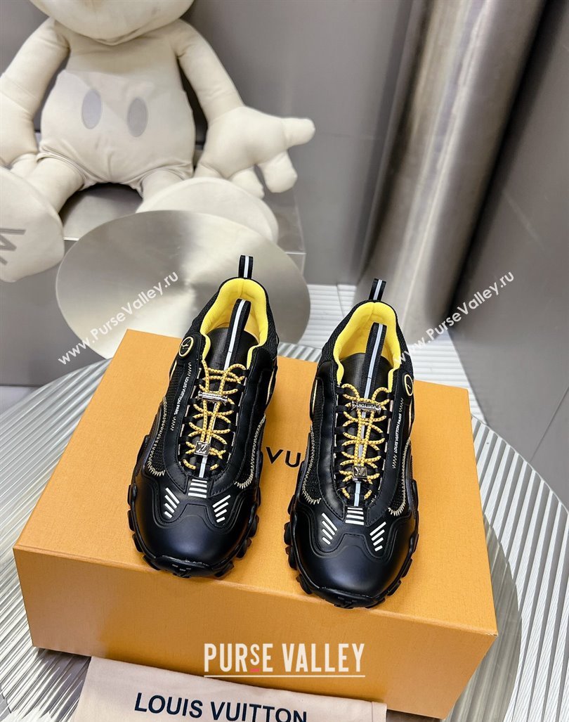 Louis Vuitton LV Rush Sneakers in Nylon Mesh Black/Yellow 2024 0905 (MD-240905083)