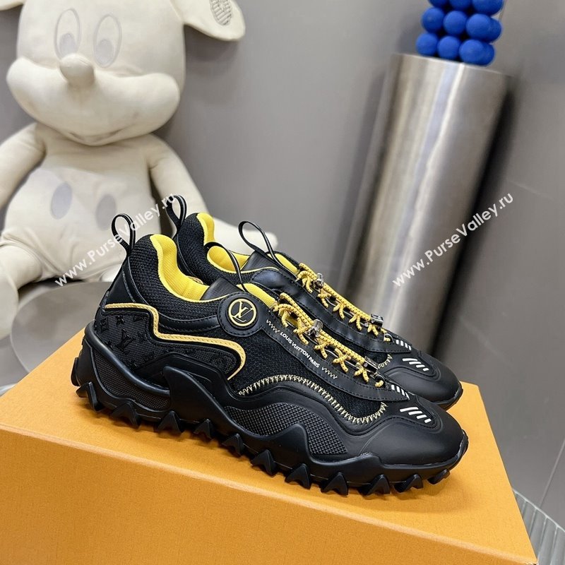 Louis Vuitton LV Rush Sneakers in Nylon Mesh Black/Yellow 2024 0905 (MD-240905083)