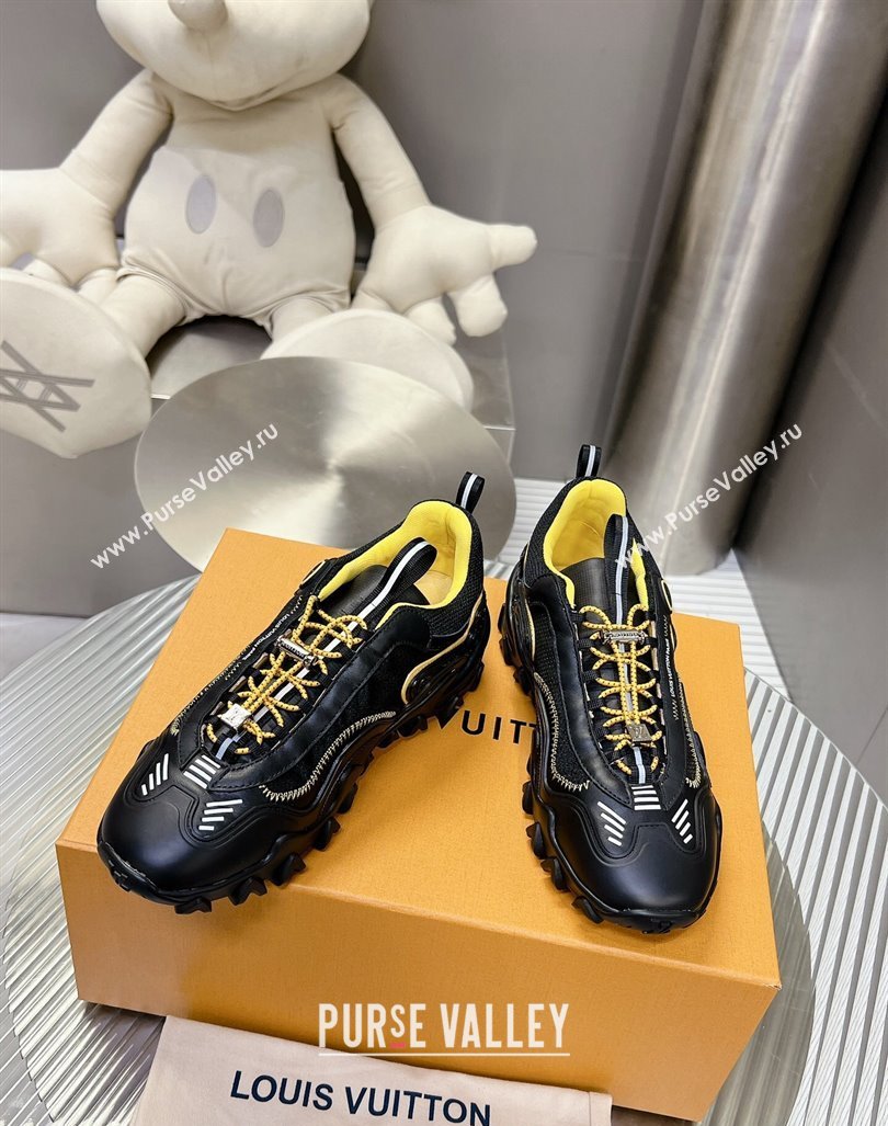 Louis Vuitton LV Rush Sneakers in Nylon Mesh Black/Yellow 2024 0905 (MD-240905083)