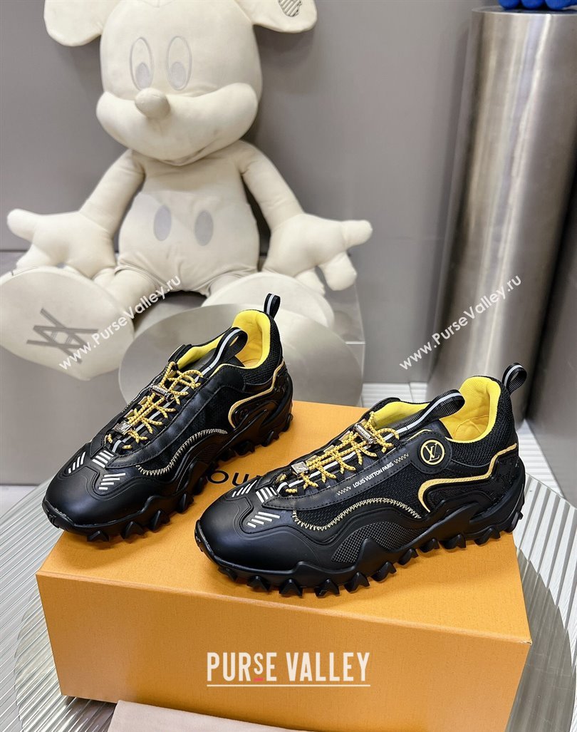 Louis Vuitton LV Rush Sneakers in Nylon Mesh Black/Yellow 2024 0905 (MD-240905083)