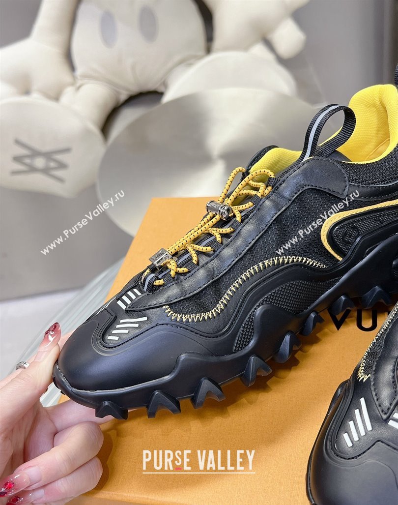 Louis Vuitton LV Rush Sneakers in Nylon Mesh Black/Yellow 2024 0905 (MD-240905083)