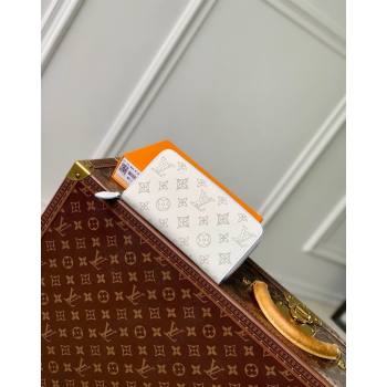 Louis Vuitton Zippy Wallet in Mahina Perforated Leather M11745 White/Blue 2024 (KI-240925058)