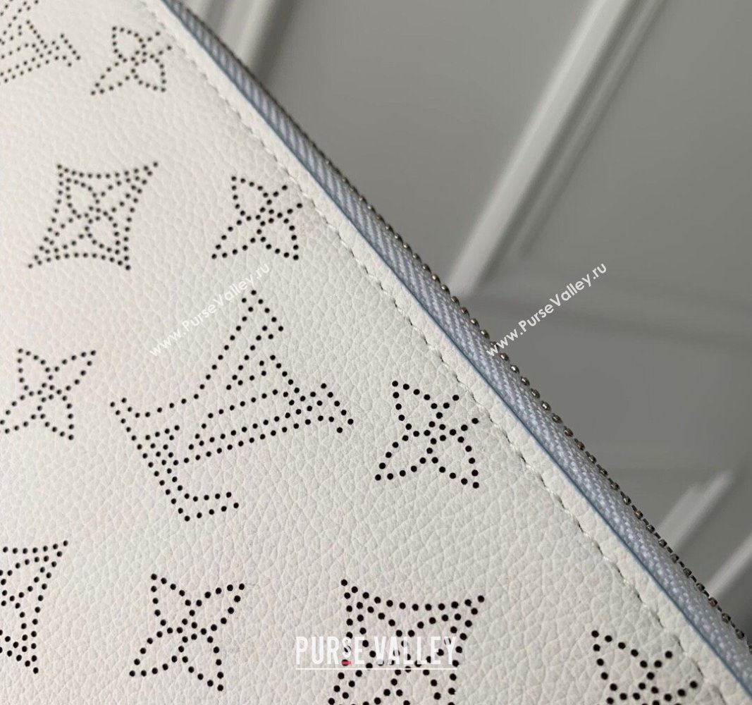 Louis Vuitton Zippy Wallet in Mahina Perforated Leather M11745 White/Blue 2024 (KI-240925058)