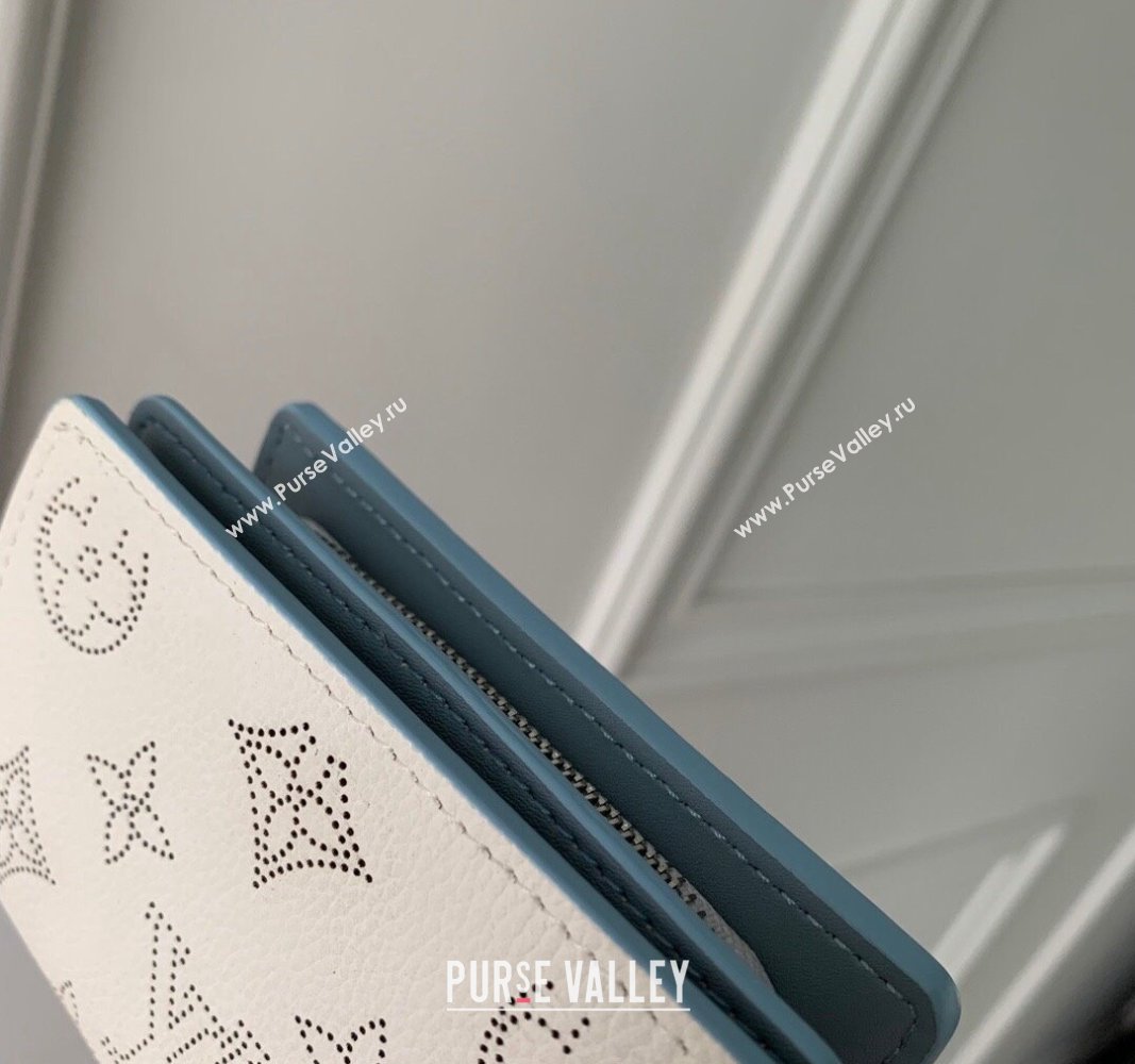 Louis Vuitton Clea Wallet in Mahina Perforated Leather M11749 White/Blue 2024 (KI-240925060)