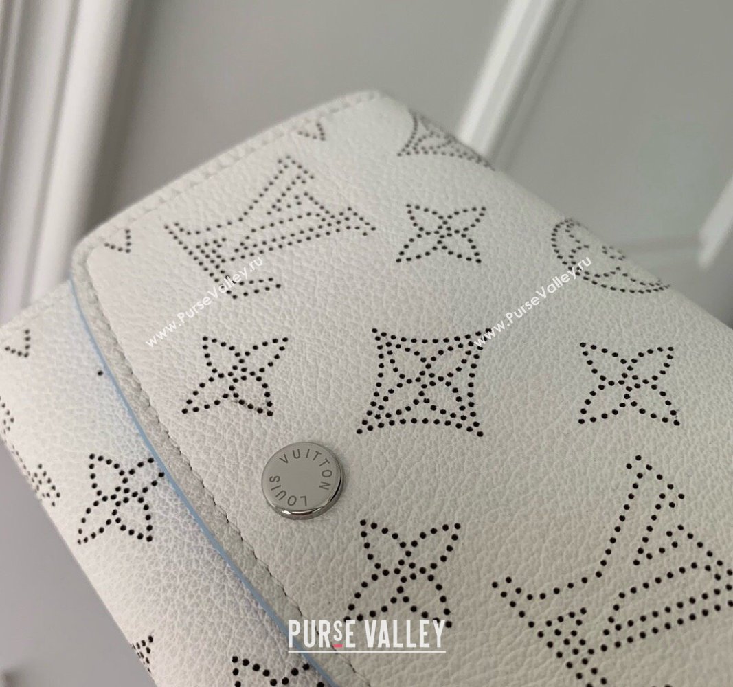 Louis Vuitton Iris Compact Wallet in Mahina Perforated Leather M11802 White/Blue 2024 (KI-240925061)