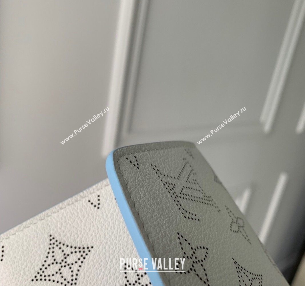 Louis Vuitton Iris Compact Wallet in Mahina Perforated Leather M11802 White/Blue 2024 (KI-240925061)