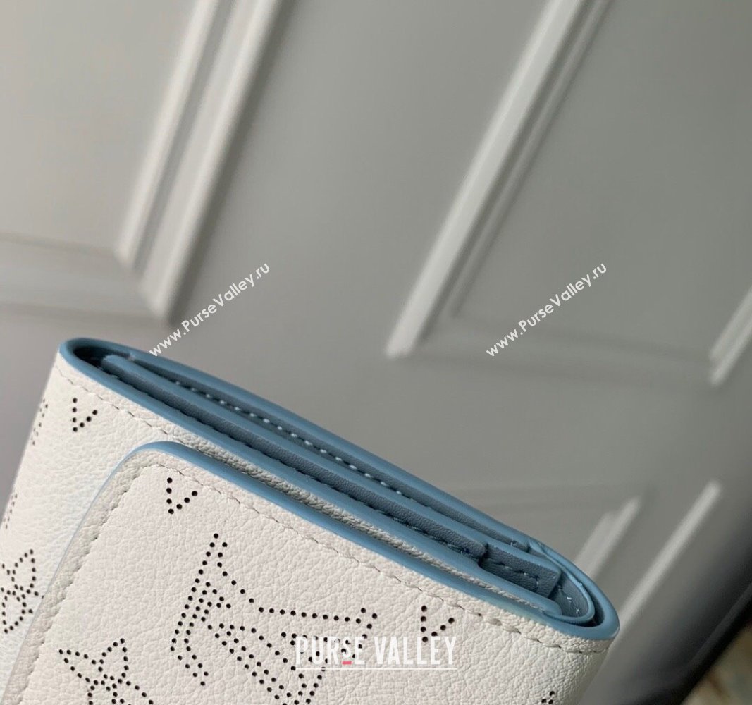 Louis Vuitton Iris Compact Wallet in Mahina Perforated Leather M11802 White/Blue 2024 (KI-240925061)