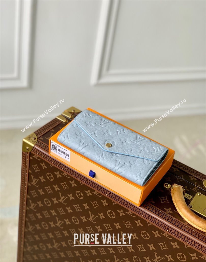 Louis Vuitton Sarah Wallet in Blue Washed Monogram Empreinte Leather M17779 2024 (KI-240925062)