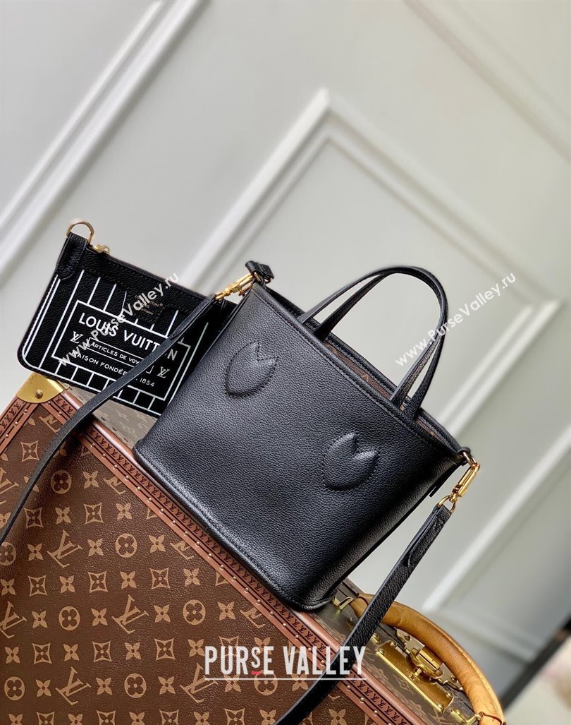 Louis Vuitton Neverfull Bandouliere Inside Out BB Tote bag Black Leather/Monogram Coated Canvas 2024 M12099 (KI-240925066)