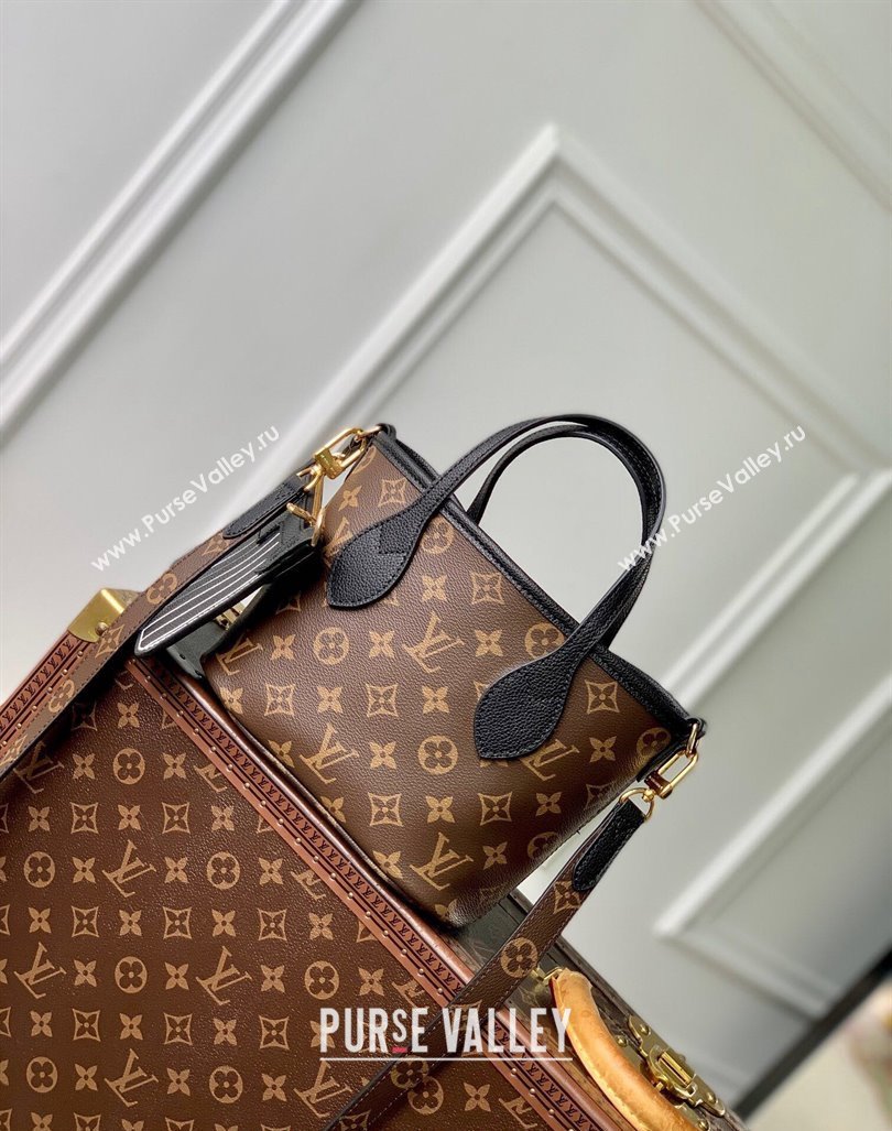 Louis Vuitton Neverfull Bandouliere Inside Out BB Tote bag Black Leather/Monogram Coated Canvas 2024 M12099 (KI-240925066)