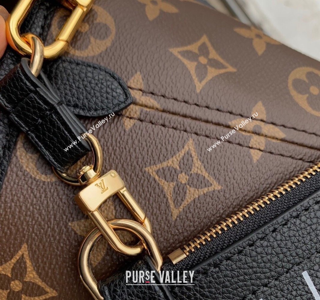 Louis Vuitton Neverfull Bandouliere Inside Out BB Tote bag Black Leather/Monogram Coated Canvas 2024 M12099 (KI-240925066)