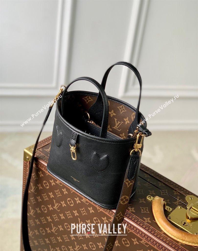 Louis Vuitton Neverfull Bandouliere Inside Out BB Tote bag Black Leather/Monogram Coated Canvas 2024 M12099 (KI-240925066)