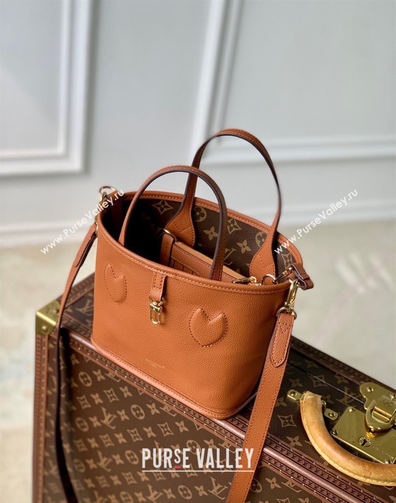 Louis Vuitton Neverfull Bandouliere Inside Out BB Tote bag Brown Leather/Monogram Coated Canvas 2024 M12099 (KI-240925067)