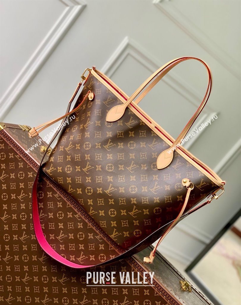 Louis Vuitton Neverfull Bandouliere Inside Out MM Tote bag Monogram Canvas/Rose Pink Textile 2024 M12257 (KI-240925068)