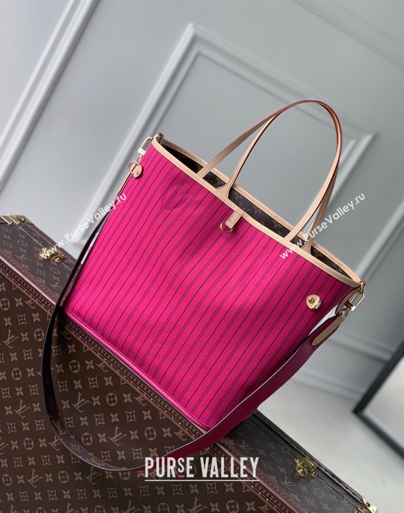 Louis Vuitton Neverfull Bandouliere Inside Out MM Tote bag Monogram Canvas/Rose Pink Textile 2024 M12257 (KI-240925068)