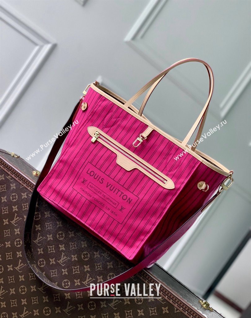 Louis Vuitton Neverfull Bandouliere Inside Out MM Tote bag Monogram Canvas/Rose Pink Textile 2024 M12257 (KI-240925068)