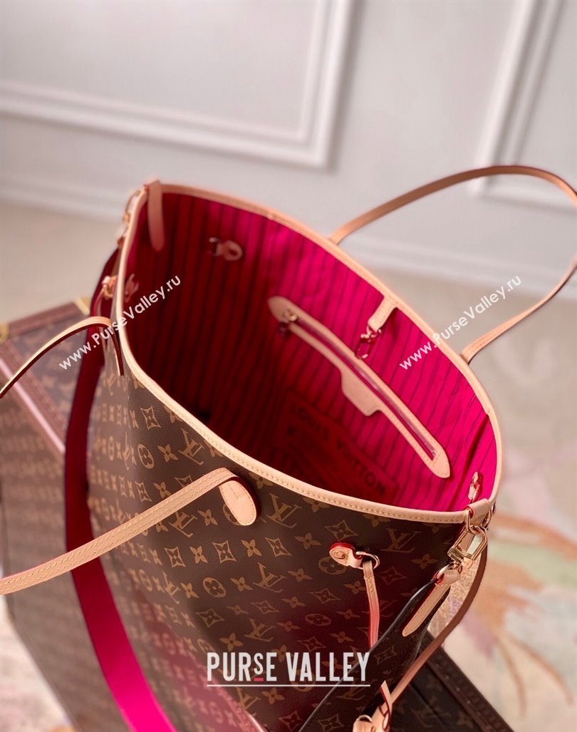 Louis Vuitton Neverfull Bandouliere Inside Out MM Tote bag Monogram Canvas/Rose Pink Textile 2024 M12257 (KI-240925068)