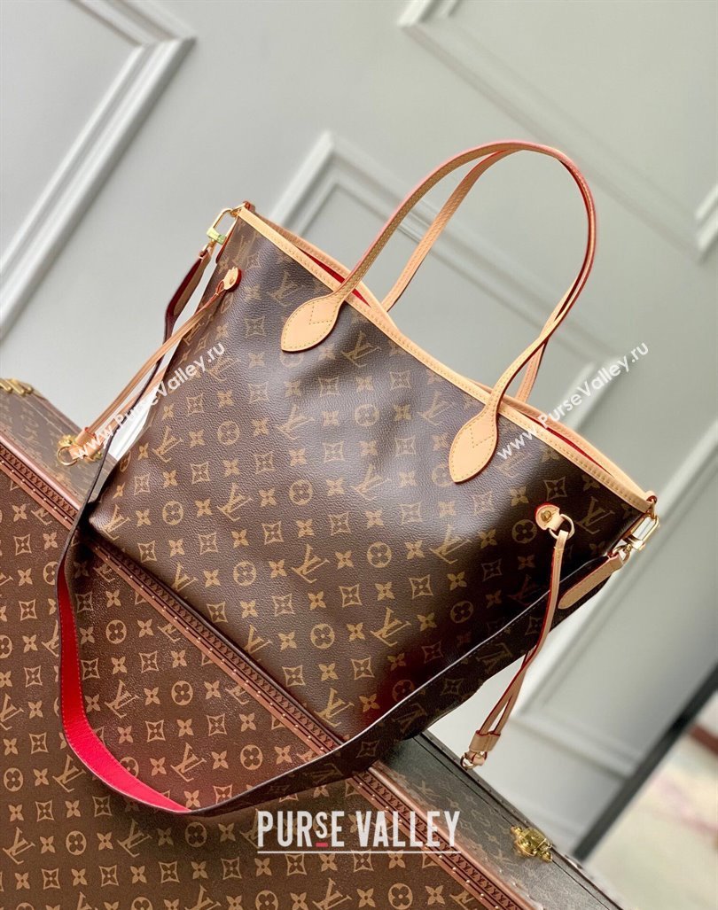 Louis Vuitton Neverfull Bandouliere Inside Out MM Tote bag Monogram Canvas/Red Textile 2024 M12096 (KI-240925069)