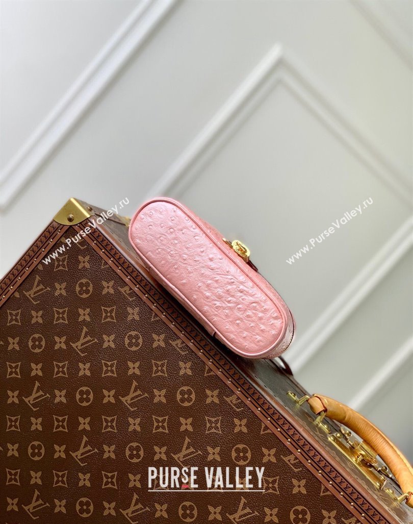 Louis Vuitton Vanity Chain Pouch in Ostrich Embossed Leather Pink 2024 N85820 (KI-240925049)