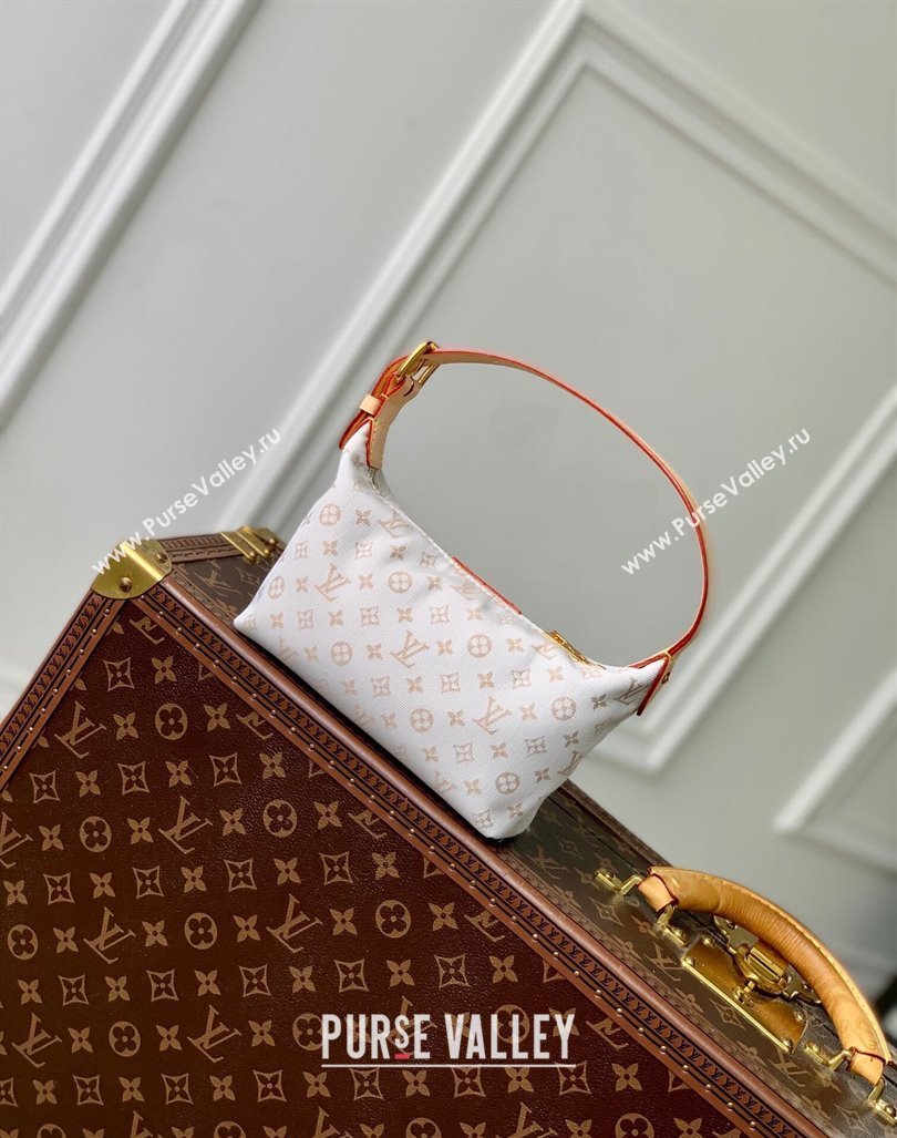 Louis Vuitton Hills Pochette Hobo Bag in Mastic White Jacquard-Woven with Monogram Mini Motif M12433 2024 (KI-240925084)