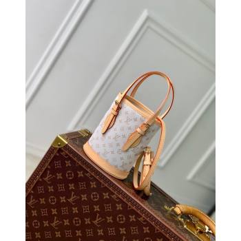 Louis Vuitton Nano Bucket Bag in Mastic White Jacquard-Woven with Monogram Mini Motif M12317 2024 (KI-240925081)