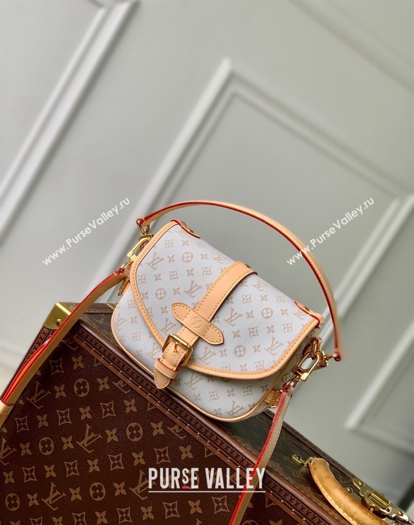 Louis Vuitton Saumur BB Bag in Mastic White Jacquard-Woven with Monogram Mini Motif M12327 2024 (KI-240925083)