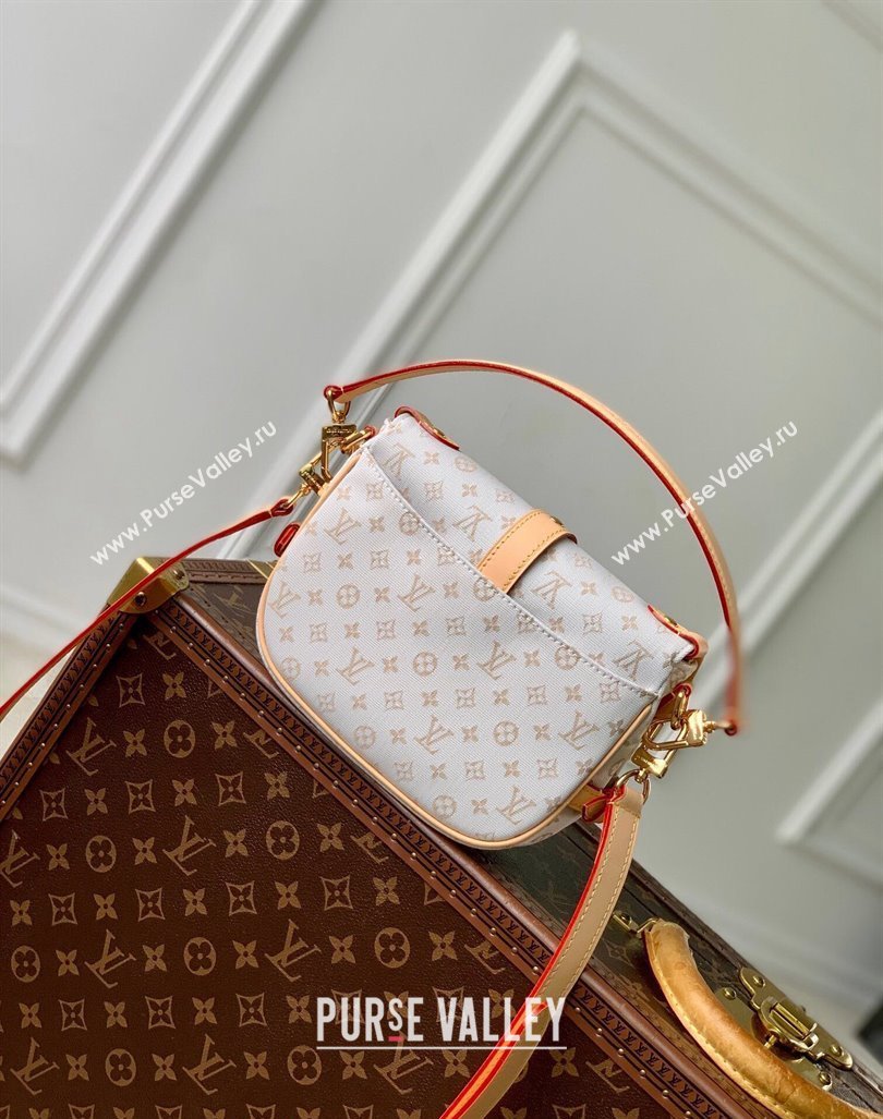 Louis Vuitton Saumur BB Bag in Mastic White Jacquard-Woven with Monogram Mini Motif M12327 2024 (KI-240925083)