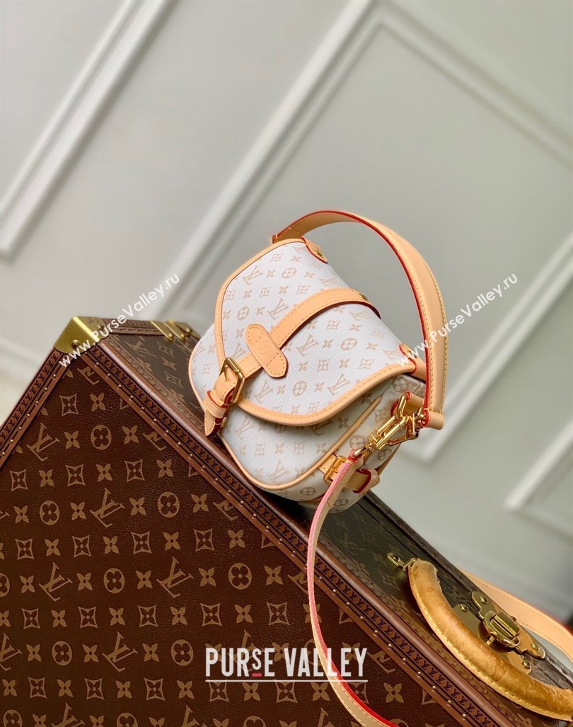 Louis Vuitton Saumur BB Bag in Mastic White Jacquard-Woven with Monogram Mini Motif M12327 2024 (KI-240925083)