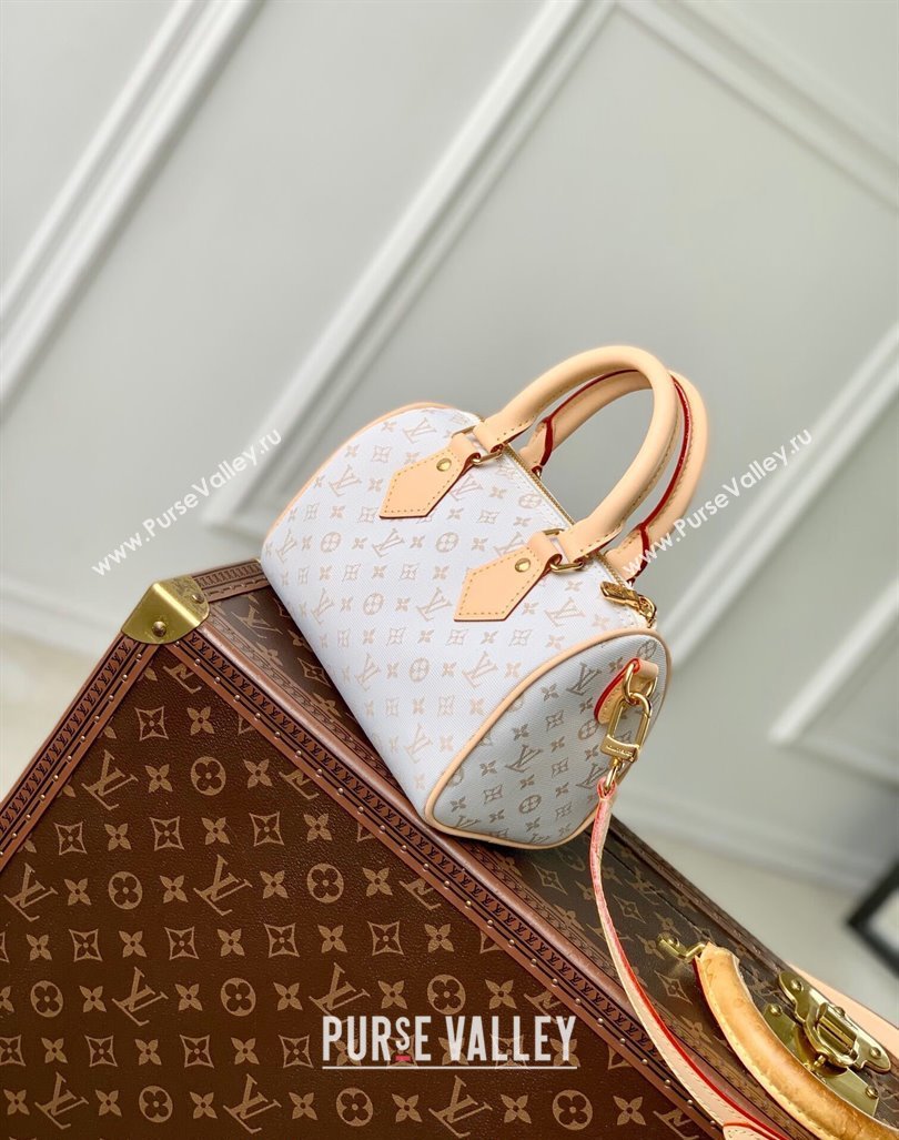 Louis Vuitton Speedy Bandouliere 20 Bag in Mastic White Jacquard-Woven with Monogram Mini Motif M12747 2024 (KI-240925082)