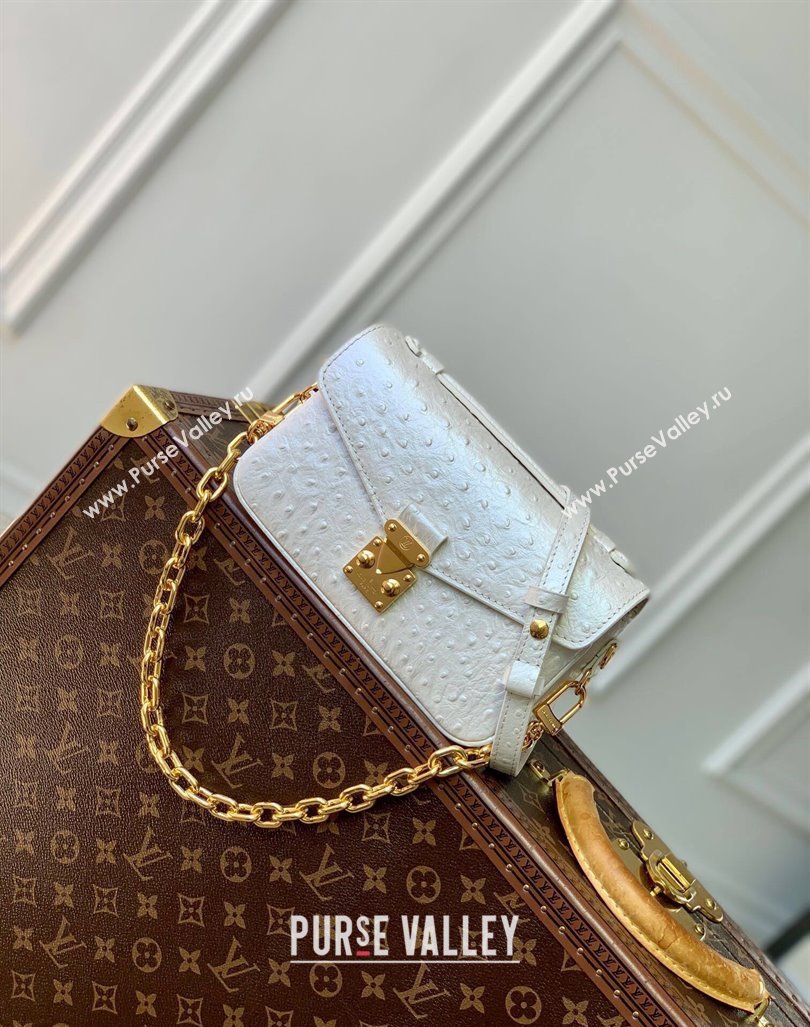 Louis Vuitton Pochette Metis East West Shoulder Bag in Ostrich Embossed Leather White 2024 N85902 (KI-240925051)