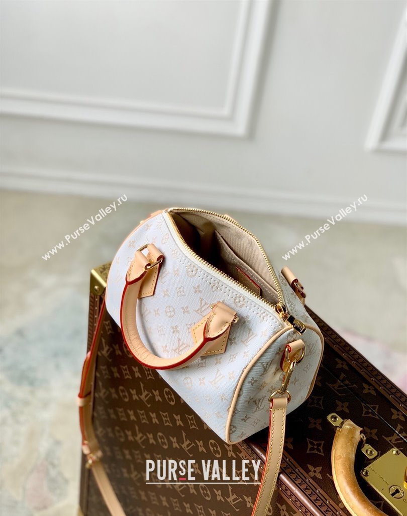 Louis Vuitton Speedy Bandouliere 20 Bag in Mastic White Jacquard-Woven with Monogram Mini Motif M12747 2024 (KI-240925082)